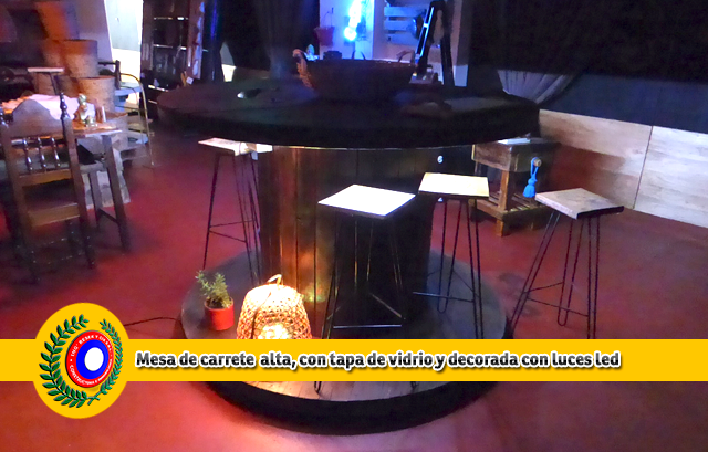 Muebles reciclados de carretes de madera en HACER DECORACIONES 5 mesa alta, con apliques led