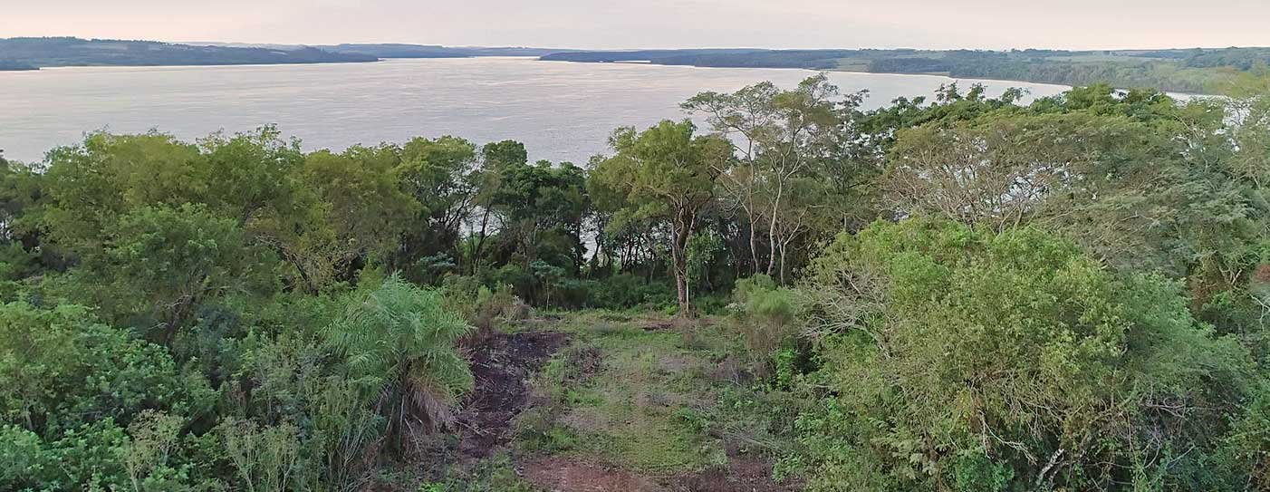 Vista panorámica del río Paraná desde el Barrio Cerrado La Selva en Candelaria, Misiones.
