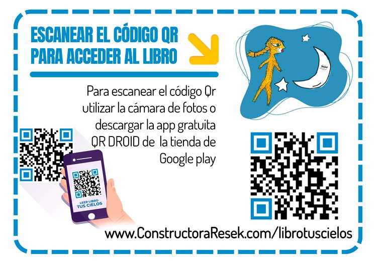 Código QR para acceder gratis al flipbook digital del libro Tus cielos de Julio Resek
