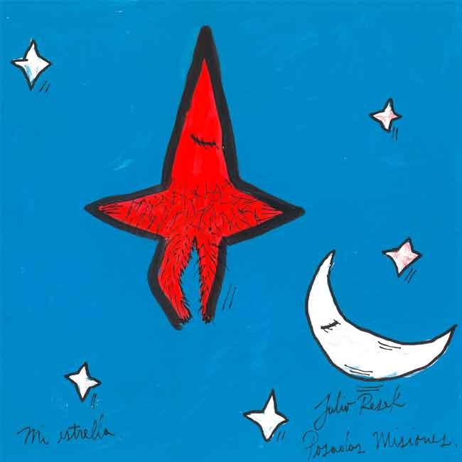 Imagen artística del poema Todos tus cielos, creada por Julio Resek para su libro Tus cielos. La ilustración presenta una figura estelar simbólica bajo un cielo nocturno, reforzando los conceptos de contemplación, universo emocional y espiritualidad presentes en la obra literaria.
