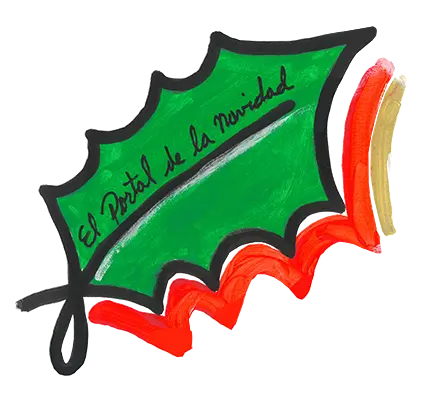 Ilustración de hoja de acebo verde y roja con el texto El Portal de la Navidad, emblema del libro de Julio Resek