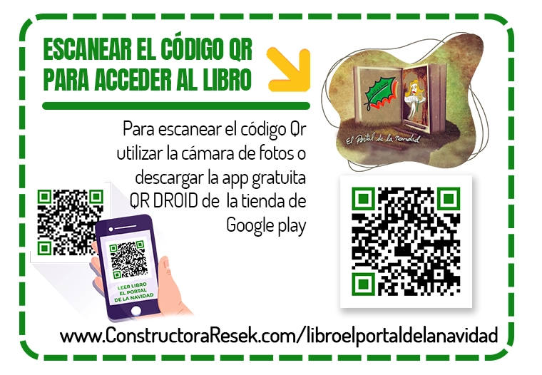 Tarjeta con código QR para acceder al libro El Portal de la Navidad de Julio Resek desde el celular